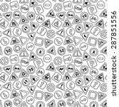 Seamless pattern of road signs. Vector black and white background in cartoon style. Can be used for children wallpapers, web site background or wrapping paper.