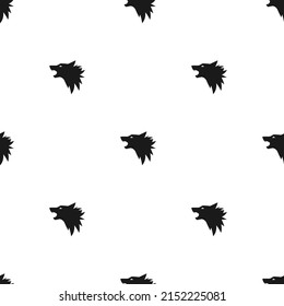 seamless pattern with roaring wolf  head silhouettes. Vector flat wild animal ormament.  Free animal. Nature symbol. Fairy tale, fantasy, magic print.