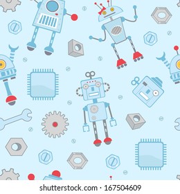 Seamless pattern with robots