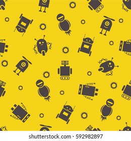  Seamless Pattern with robots. Baby background.