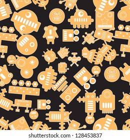 Seamless pattern of the robots and monsters