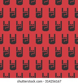 Seamless pattern with Rock n Roll sign