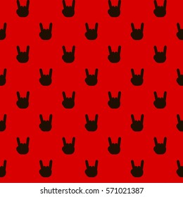 Seamless pattern with Rock n Roll sign