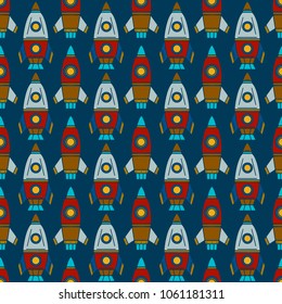 Seamless pattern with rocket. Background texture