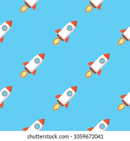 Seamless pattern. Rocket background. Vector illustration.