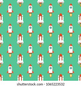 Seamless pattern. Rocket background. Vector illustration.