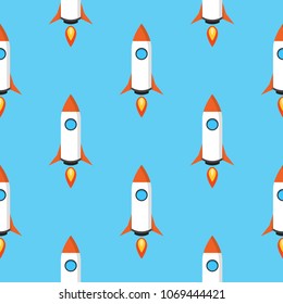 Seamless pattern. Rocket background. Vector illustration.