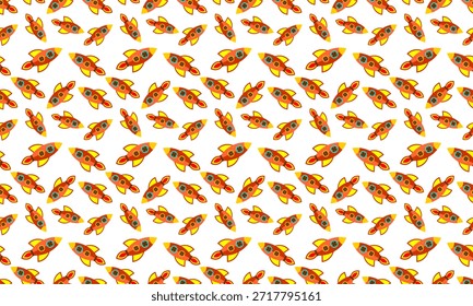 Seamless pattern of rocket. Colorful rockets pattern background. Rocket pattern on white background.