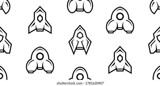 Seamless pattern with Rocket. Icon design. Template elements