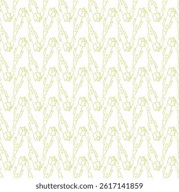 Seamless Pattern of Rocket Outlines in Green on White Background