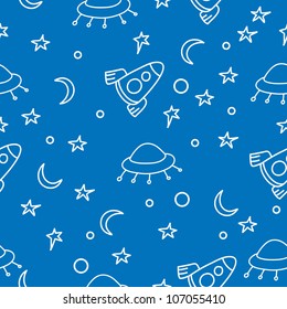 nahtloses Muster mit Raketen. Kann für Tapeten, Füllungen, Web-Hintergrund, Oberflächenstrukturen, Textilien verwendet werden.