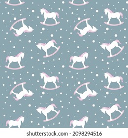 
Seamless pattern, rocking horse. Children's fabrics, packaging. Vector illustration