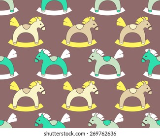 Seamless pattern with rocking horses