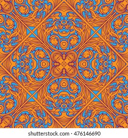 Seamless pattern in rococo style, victorian style, in renaissance style, in baroque style. Vector illustration. 