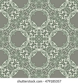 Seamless pattern in rococo style, victorian style, in renaissance style, in baroque style. Vector illustration. In american dollars colors.