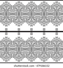 Seamless pattern in rococo style, victorian style, in renaissance style, in baroque style. Vector illustration.   Coloring book for adult. Outline drawing coloring page. Outline drawing.