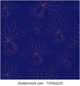Seamless pattern with rododendron flowers and leaves. Vector