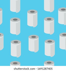 Seamless pattern from a roll of toilet paper on a colored background.