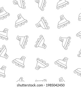 Seamless pattern roller skates icon. Vector illustration of children s roller skates. Hand drawn roller skates.