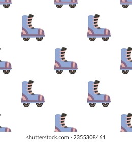 Seamless pattern with roller skates. Nostalgic 70s-90s vibes