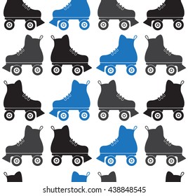 Seamless pattern of roller skates on a white background