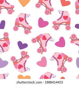 
seamless pattern with rollers quads and hearts