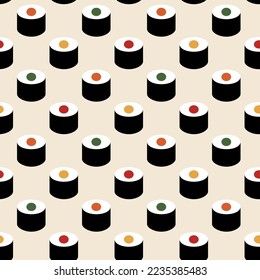 Seamless pattern with rolls in geometric order