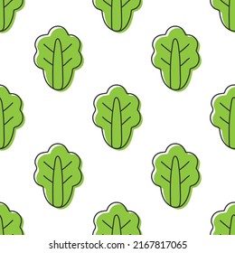 Seamless pattern romaine lettuce vector illustration