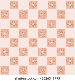 motif harmonieux de romances sur fond clair. Motif avec carrés et marguerites. Ensemble de fleurs, Image d'arrière-plan, pour couverture, papier d'emballage, fond d'écran pour enfants, motif pour linge de lit et câbles