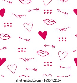 Seamless pattern with romantic elements