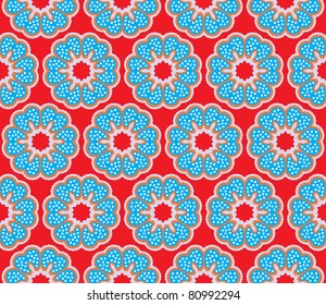 Seamless pattern with romantic flowers with polkadots