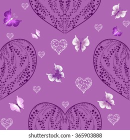 Seamless pattern with romantic hearts. Valentine's Day. Wedding. Gift packaging, printing, textile, background cute card.