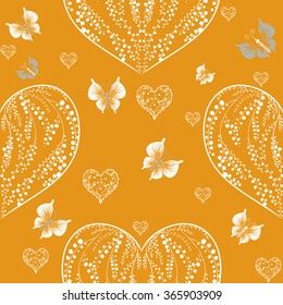 Seamless pattern with romantic hearts. Valentine's Day. Wedding. Gift packaging, printing, textile, background cute card.