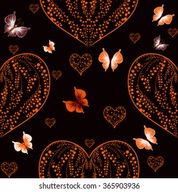 Seamless pattern with romantic hearts. Valentine's Day. Wedding. Gift packaging, printing, textile, background cute card.