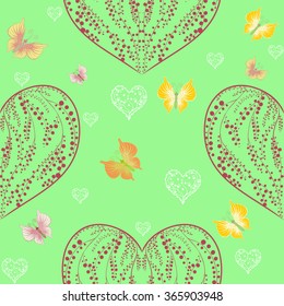 Seamless pattern with romantic hearts. Valentine's Day. Wedding. Gift packaging, printing, textile, background cute card.