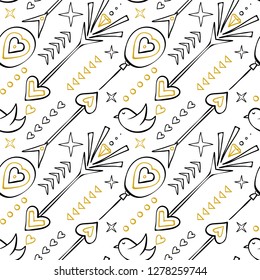 Seamless pattern with romantic hipster elements