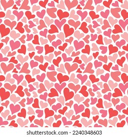 Patrón sin foco con corazones rosados románticos. Día de San Valentín, boda, antecedentes del día de la madre.