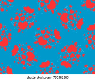 Seamless pattern with romantic red hearts for Valentine's Day or wedding. Design for fabric print, ornament, wallpaper. banner, background, holiday design or packaging, card, paper, poster, decor, etc