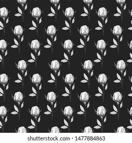 seamless pattern in romantic style, ornament with roses, wedding background