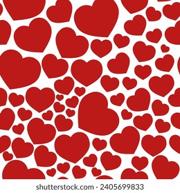seamless pattern, romantic, valentine's day, red hearts, transparent background