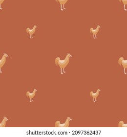 Patrón de gallo sin foco. Animales domésticos de fondo colorido. Ilustración vectorial para impresiones textiles, tela, carteles, fondo y papel pintado.