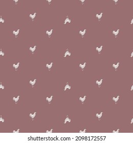 Seamless pattern of rooster. Domestic animals on colorful background. Vector illustration for textile prints, fabric, banners, backdrops and wallpapers.