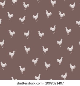 Seamless pattern of rooster. Domestic animals on colorful background. Vector illustration for textile prints, fabric, banners, backdrops and wallpapers.