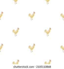 Seamless pattern of rooster. Domestic animals on colorful background. Vector illustration for textile prints, fabric, banners, backdrops and wallpapers.