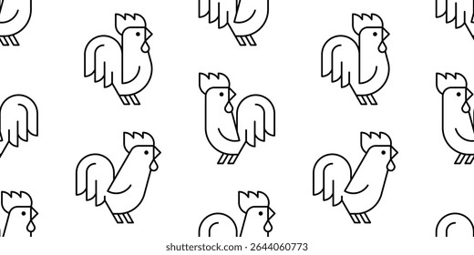 Seamless pattern with Rooster logo. isolated on white background