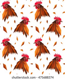 Seamless pattern of  rooster on a white background. Chinese New Year. 2017