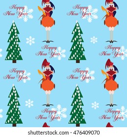 Seamless pattern with Rooster, symbol of Chinese New Year.