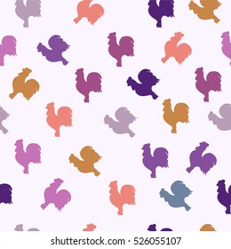 Seamless pattern with roosters
