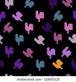 Seamless pattern with roosters