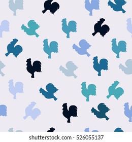 Seamless pattern with roosters